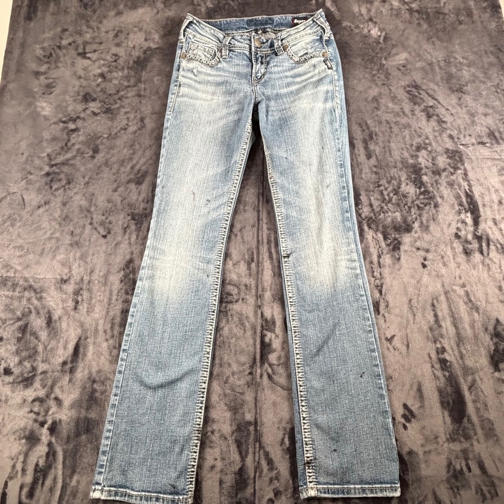 Silver Jeans Co Suki Jeans Womens 27 Light Wash Super Stretch Slim Bootcut 4794